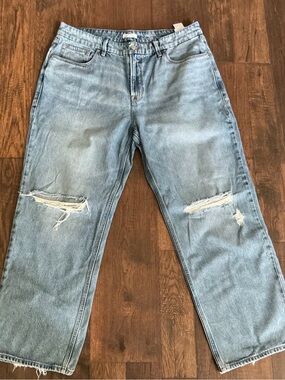 Good American Good Petite 90s Jeans 14/32 Distressed Relaxed Light Wash